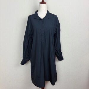 ANN MASHBURN Navy Blue Anaya Popover Cotton Dress Size Small